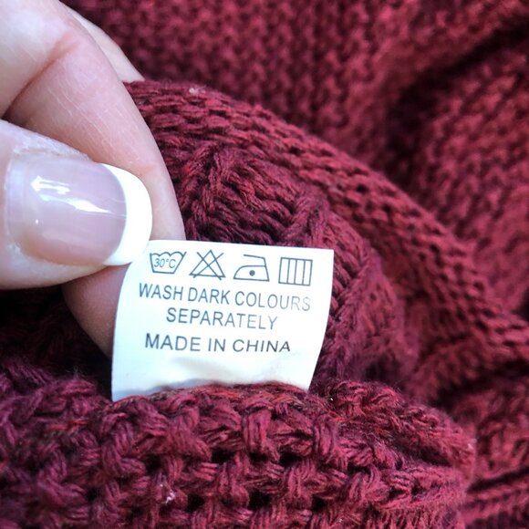 Maroon Mock Turtleneck Loose Knit Sweater Womens Size XL Long Sleeve Cozy NEW - Picture 7 of 9